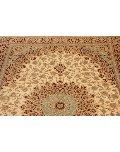 Tappeto Ghom seta Persia marrone giallo 132x200