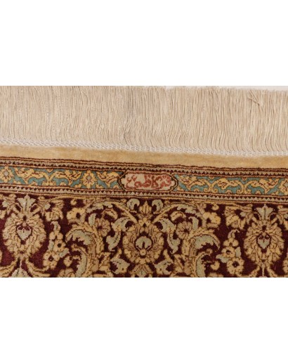 Tappeto Ghom seta Persia marrone giallo 132x200