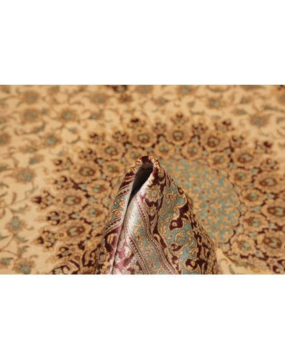 Tappeto Ghom seta Persia marrone giallo 132x200