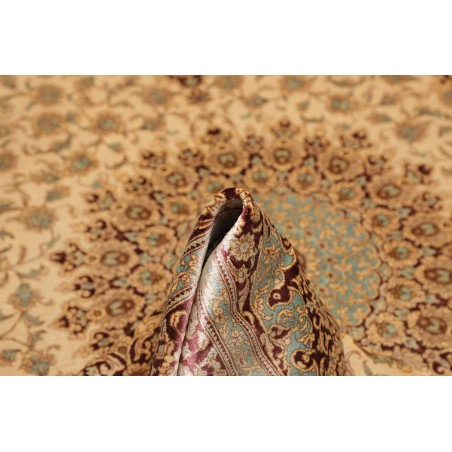 Tappeto Ghom seta Persia marrone giallo 132x200
