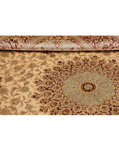 Tappeto Ghom seta Persia marrone giallo 132x200