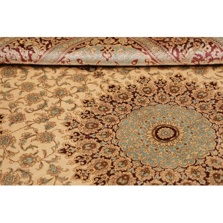 Tappeto Ghom seta Persia marrone giallo 132x200