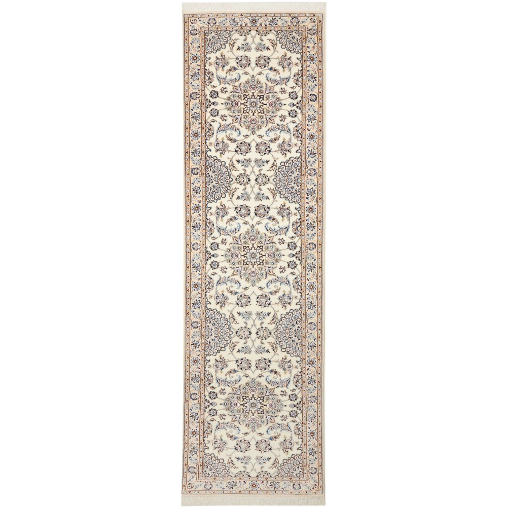 Tappeto Nain 9La Persia bianco verde 87x320 Tappeto Nain 9La Persia bianco verde 87x320