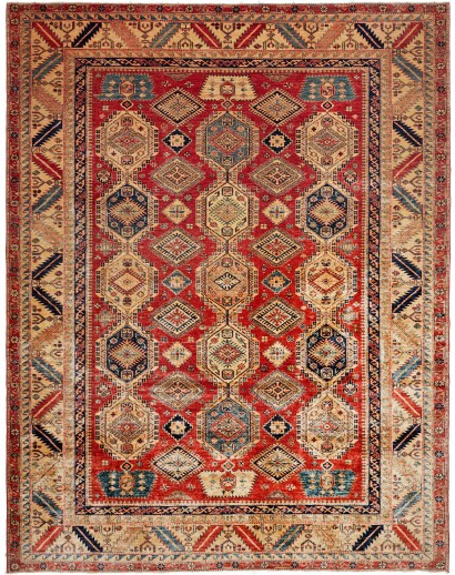 Tappeto Kazak Fine Pakistan arancione blu 275x352