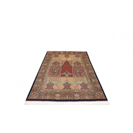 Tappeto Ghom seta Persia bianco blu 139x200