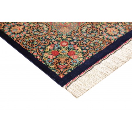 Tappeto Ghom seta Persia bianco blu 139x200