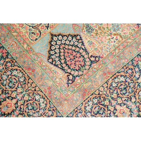 Tappeto Ghom seta Persia bianco blu 139x200