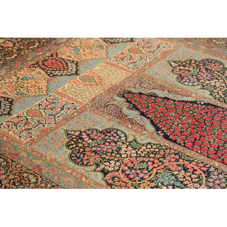 Tappeto Ghom seta Persia bianco blu 139x200