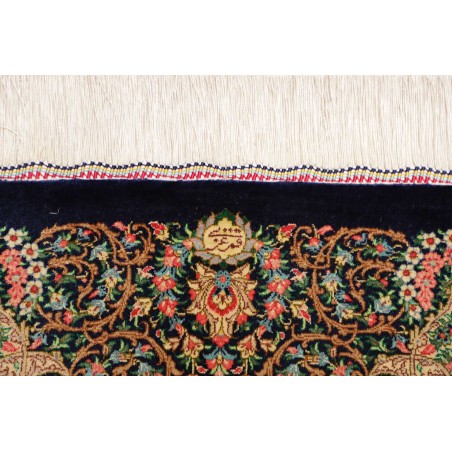 Tappeto Ghom seta Persia bianco blu 139x200