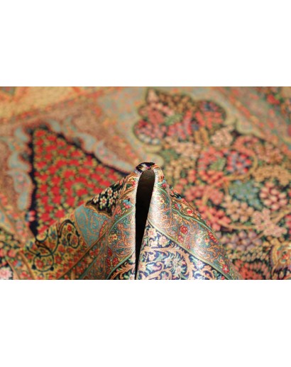 Tappeto Ghom seta Persia bianco blu 139x200