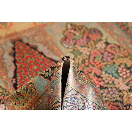 Tappeto Ghom seta Persia bianco blu 139x200