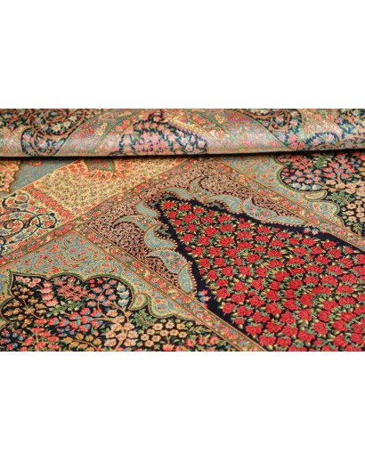 Tappeto Ghom seta Persia bianco blu 139x200