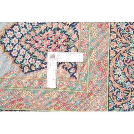 Tappeto Ghom seta Persia bianco blu 139x200