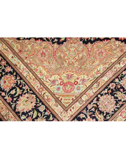 Tappeto Ghom seta Persia marrone bianco 136x192