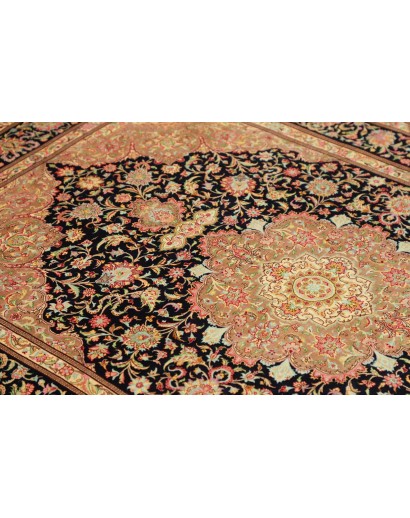 Tappeto Ghom seta Persia marrone bianco 136x192