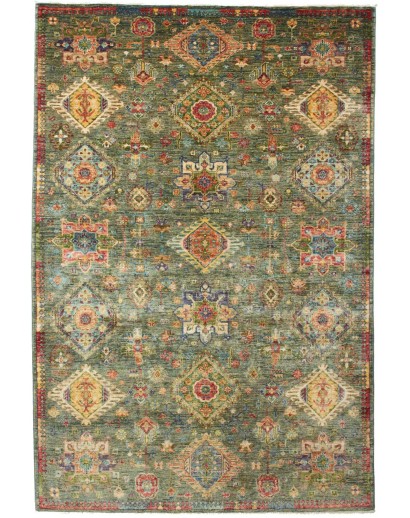 Tappeto Tribal Pakistan bianco azzurro 163x245