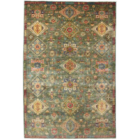Tappeto Tribal Pakistan bianco azzurro 163x245