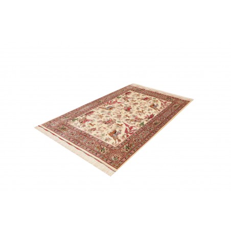 Tappeto Ghom seta Persia giallo marrone 133x198