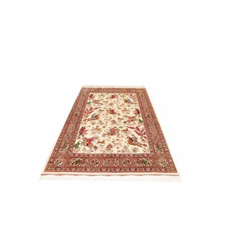 Tappeto Ghom seta Persia giallo marrone 133x198