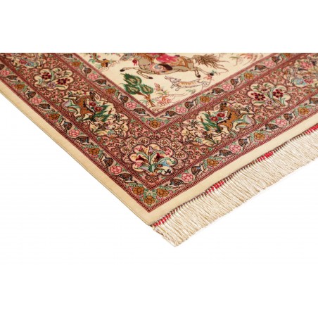 Tappeto Ghom seta Persia giallo marrone 133x198