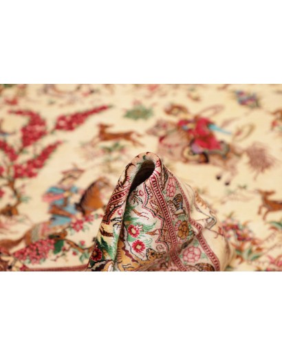 Tappeto Ghom seta Persia giallo marrone 133x198