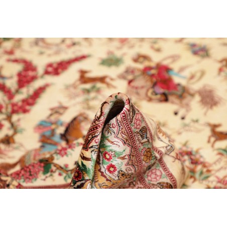 Tappeto Ghom seta Persia giallo marrone 133x198