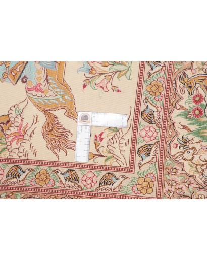 Tappeto Ghom seta Persia giallo marrone 133x198