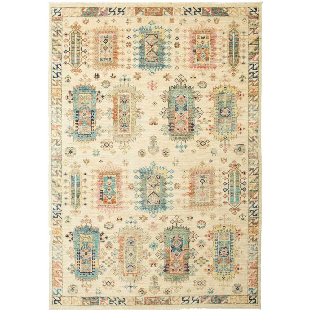 Tappeto Tribal Pakistan beige verde 147x212 Tappeto Tribal Pakistan beige verde 147x212