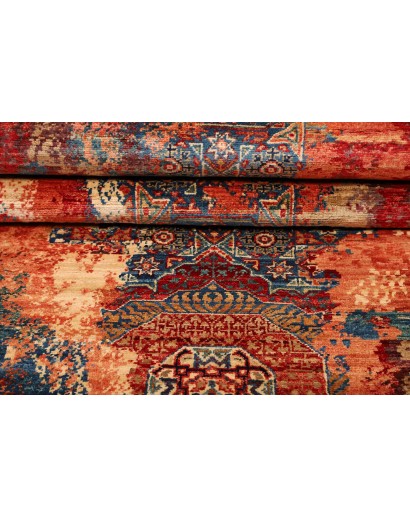 Tappeto Mona Pakistan rosso grigio 72x358