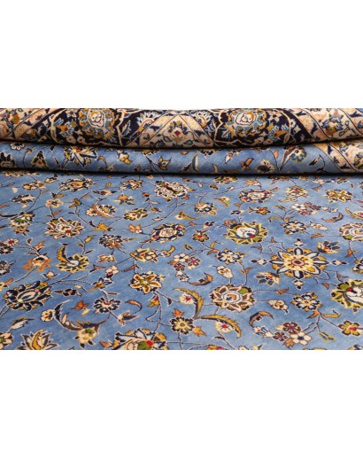 Tappeto Kashan Persia azzurro grigio 307x447