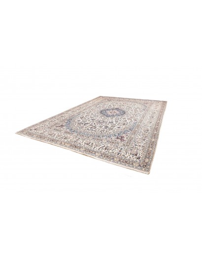 Tappeto Nain Kashmar Persia bianco azzurro 303x400