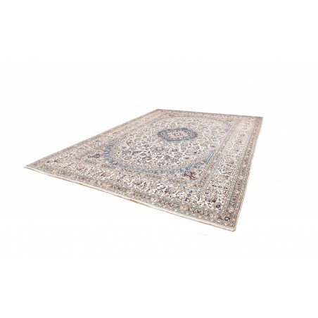 Tappeto Nain Kashmar Persia bianco azzurro 303x400
