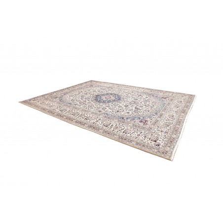 Tappeto Nain Kashmar Persia bianco azzurro 303x400