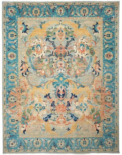 Tappeto Shahi Fine Pakistan azzurro verde 276x363