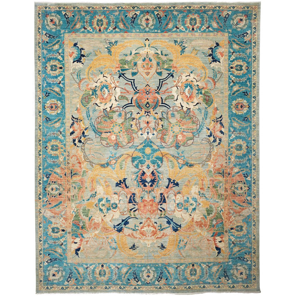 Tappeto Shahi Fine Pakistan azzurro verde 276x363 Tappeto Shahi Fine Pakistan azzurro verde 276x363