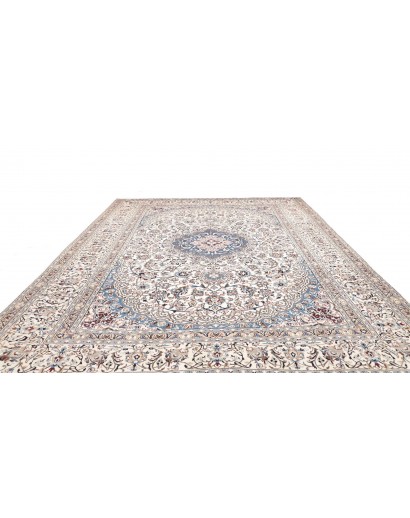 Tappeto Nain Kashmar Persia bianco azzurro 303x400