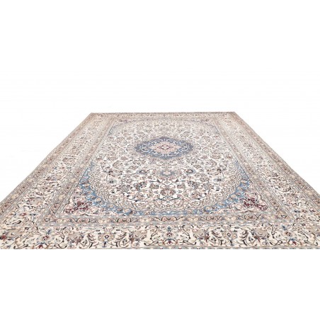 Tappeto Nain Kashmar Persia bianco azzurro 303x400