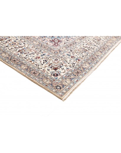 Tappeto Nain Kashmar Persia bianco azzurro 303x400