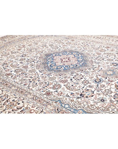 Tappeto Nain Kashmar Persia bianco azzurro 303x400