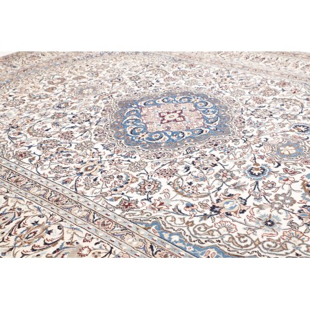 Tappeto Nain Kashmar Persia bianco azzurro 303x400