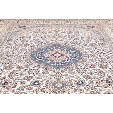 Tappeto Nain Kashmar Persia bianco azzurro 303x400