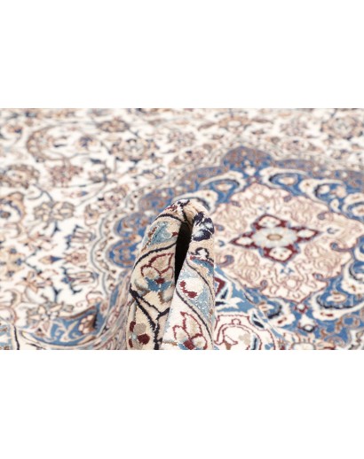 Tappeto Nain Kashmar Persia bianco azzurro 303x400