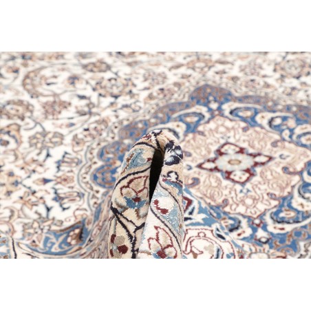 Tappeto Nain Kashmar Persia bianco azzurro 303x400