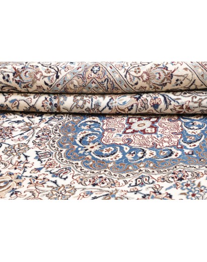 Tappeto Nain Kashmar Persia bianco azzurro 303x400