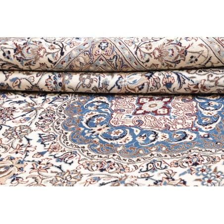 Tappeto Nain Kashmar Persia bianco azzurro 303x400