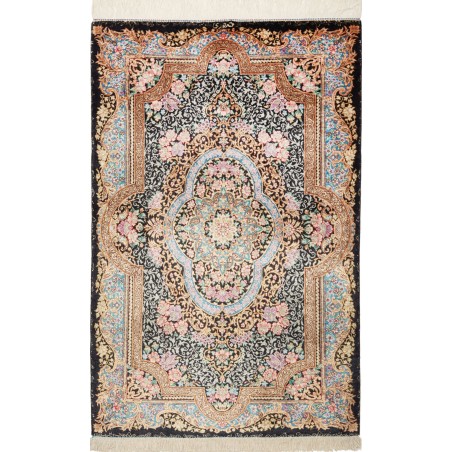 Tappeto Ghom seta Persia beige grigio 59x90