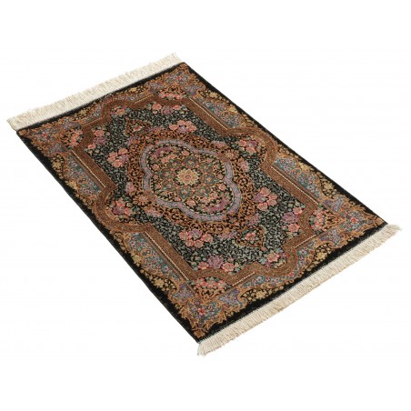 Tappeto Ghom seta Persia beige grigio 59x90