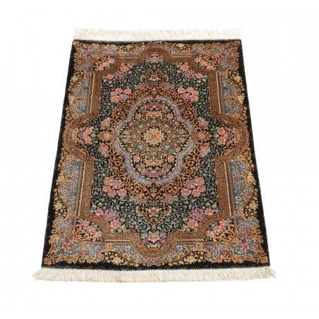 Tappeto Ghom seta Persia beige grigio 59x90