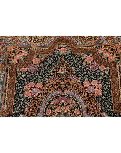 Tappeto Ghom seta Persia beige grigio 59x90