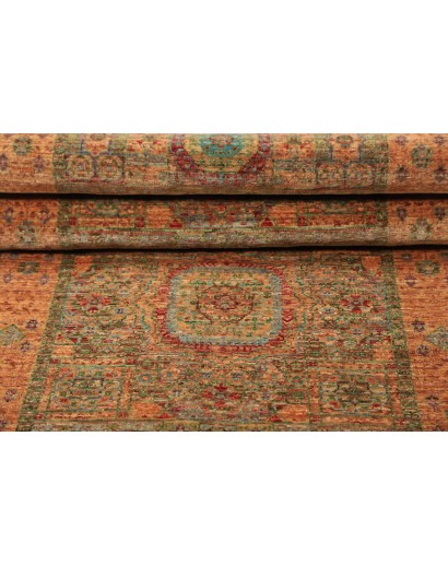 Tappeto Mamlouk Pakistan arancione azzurro 76x202